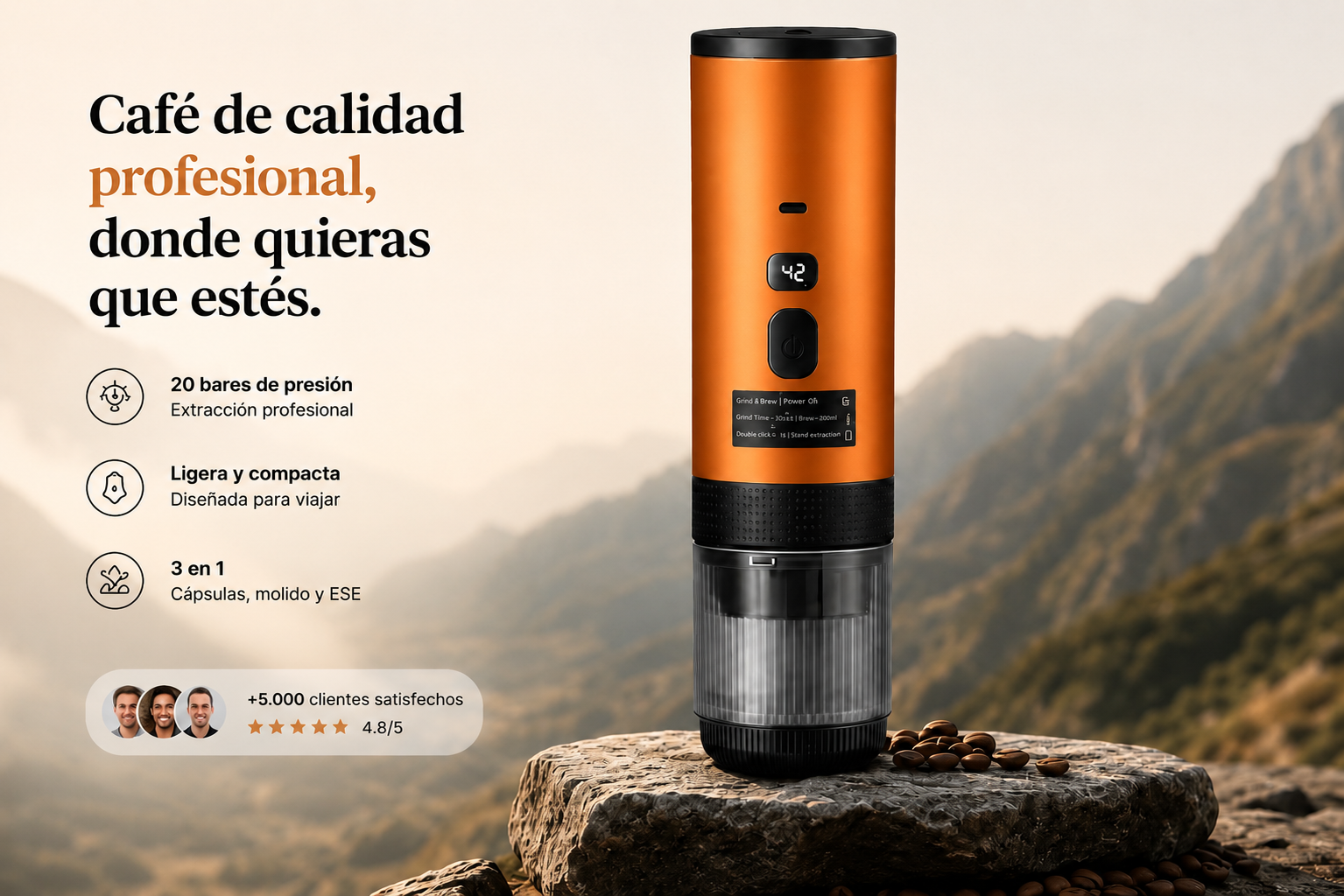 Nomad Espresso™ | Cafetera Portátil 3 en 1