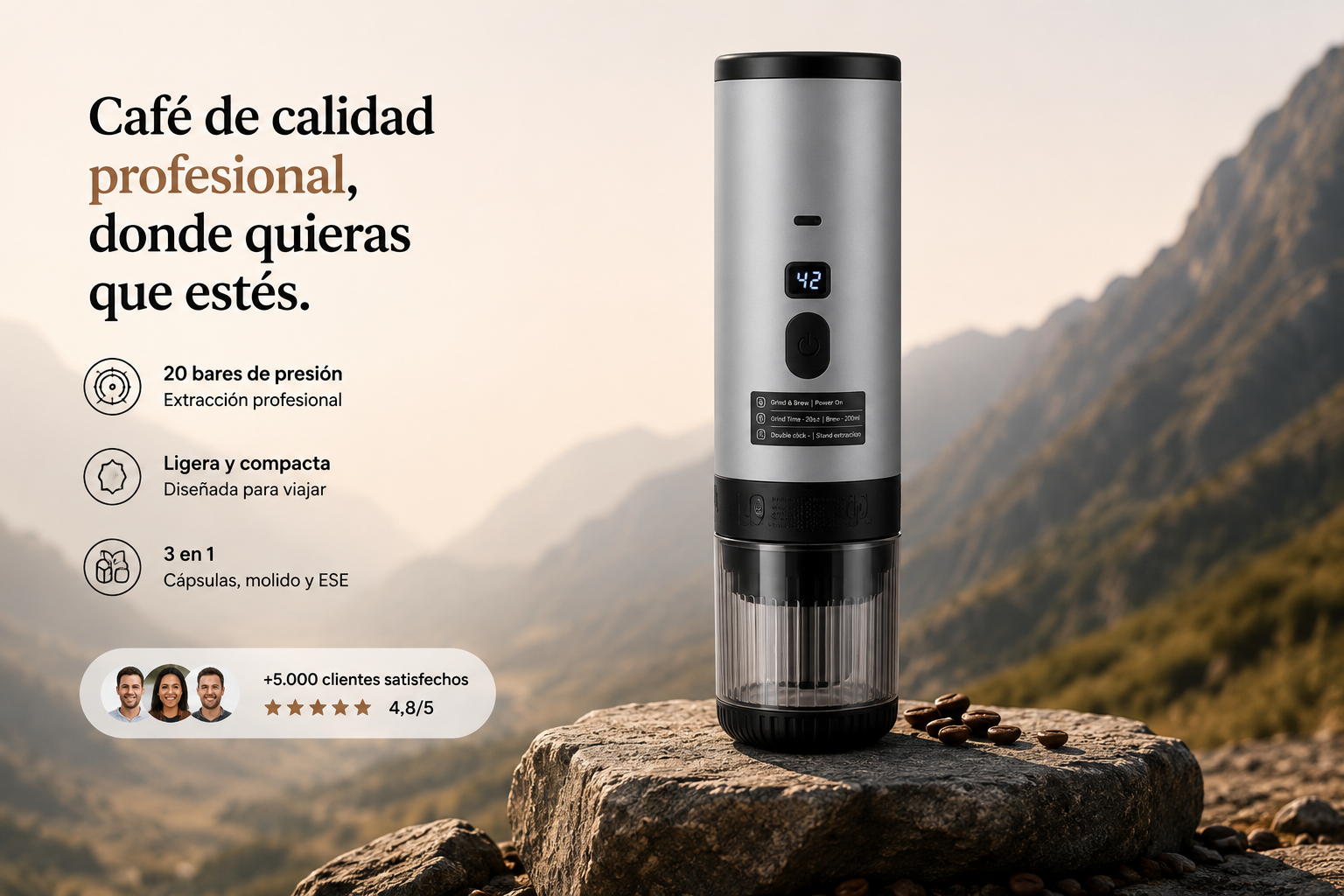 Nomad Espresso™ | Cafetera Portátil 3 en 1